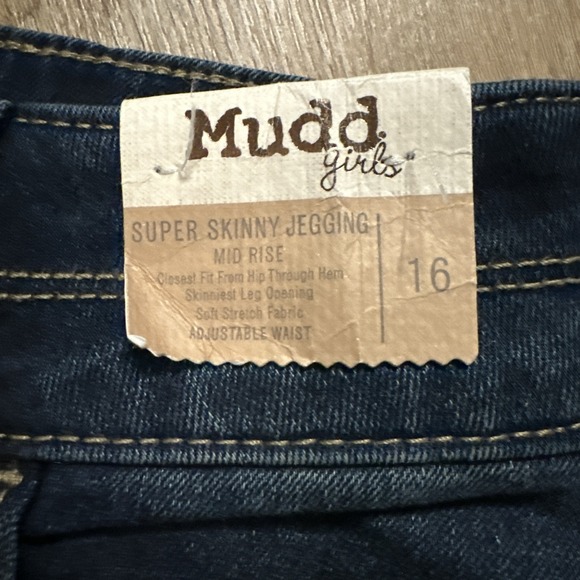 Mudd Girls Double Button Super Skinny Jegging Dark Denim Stretch Size 16 NEW - Picture 3 of 9
